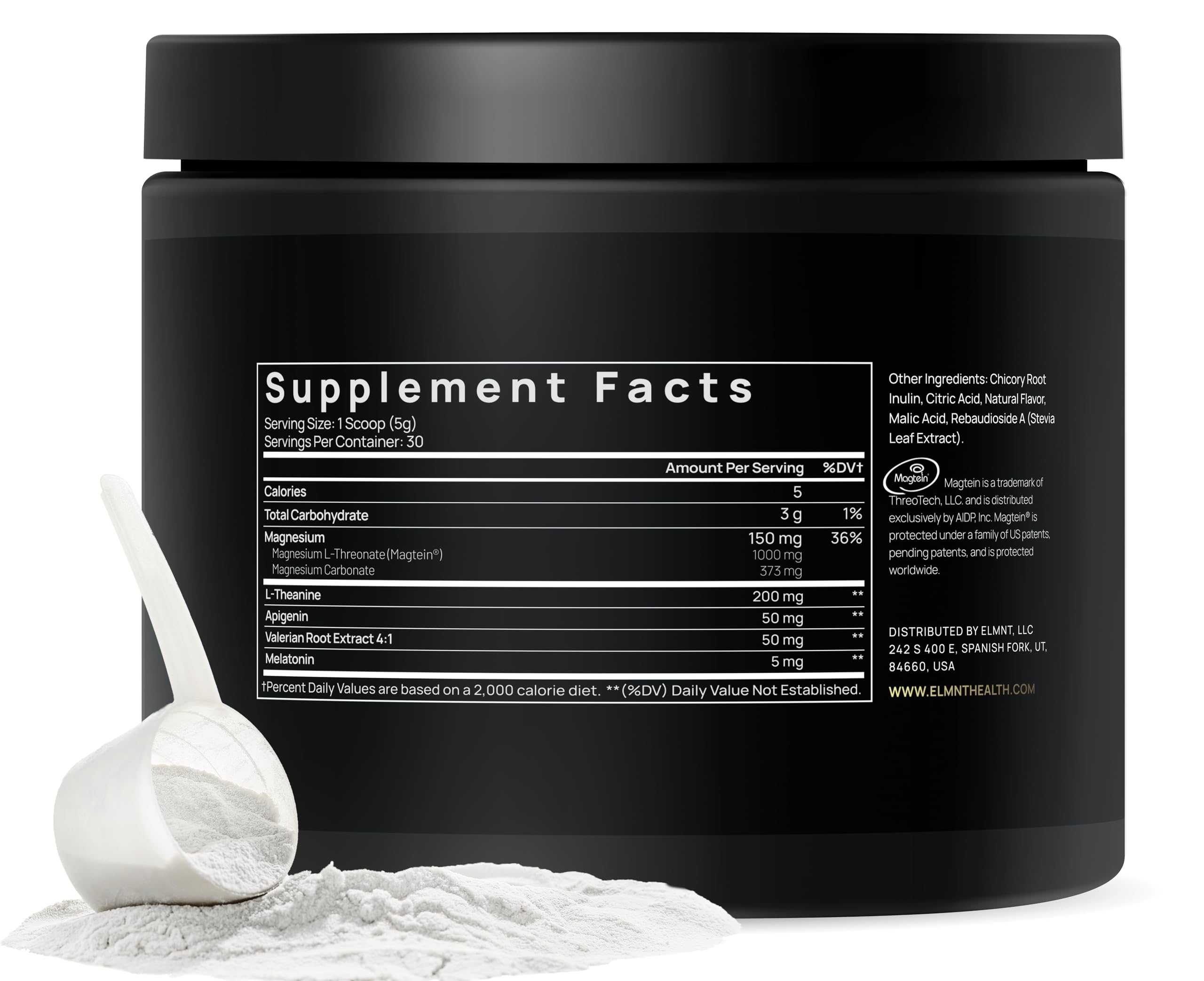 Terra Elmnt Triple Sleep powder being stirred into a glass for sleep support.