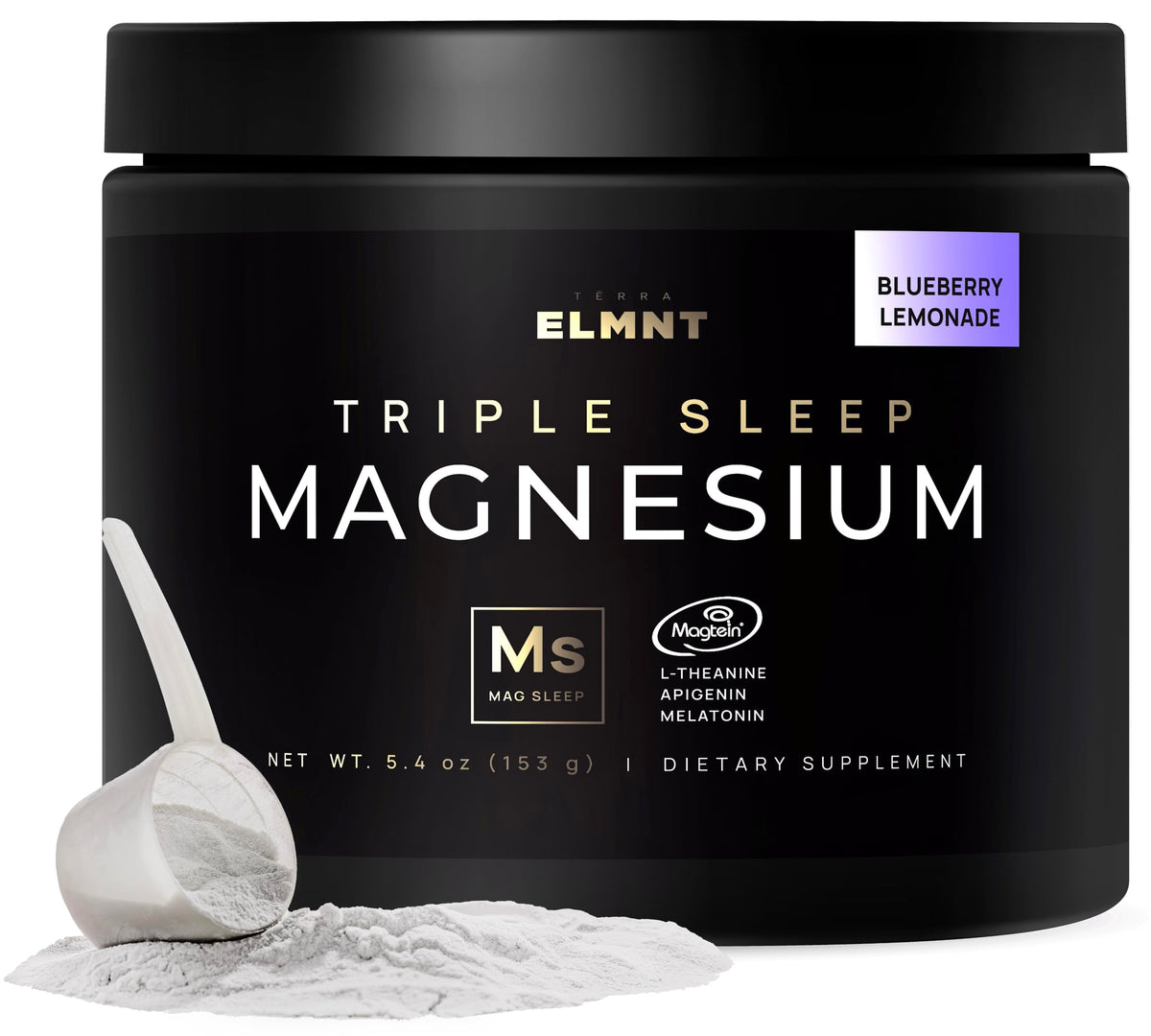 Terra Elmnt Triple Sleep bottle pour with blueberry-lemonade flavor for calm nights.