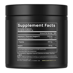 Terra Elmnt Triple Sleep ingredients panel emphasizes Magtein and non-GMO purity