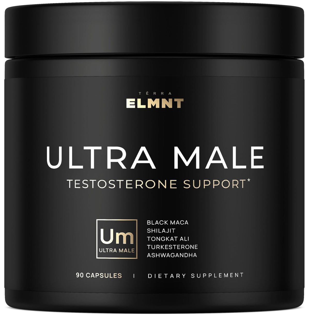 Terra Elmnt Ultra Male bottle front shows premium testosterone support.