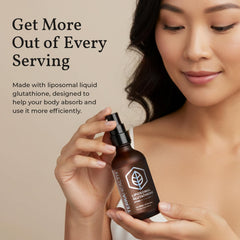 Terra Health Essentials liposomal glutathione liquid pour demonstrates convenient dosing.