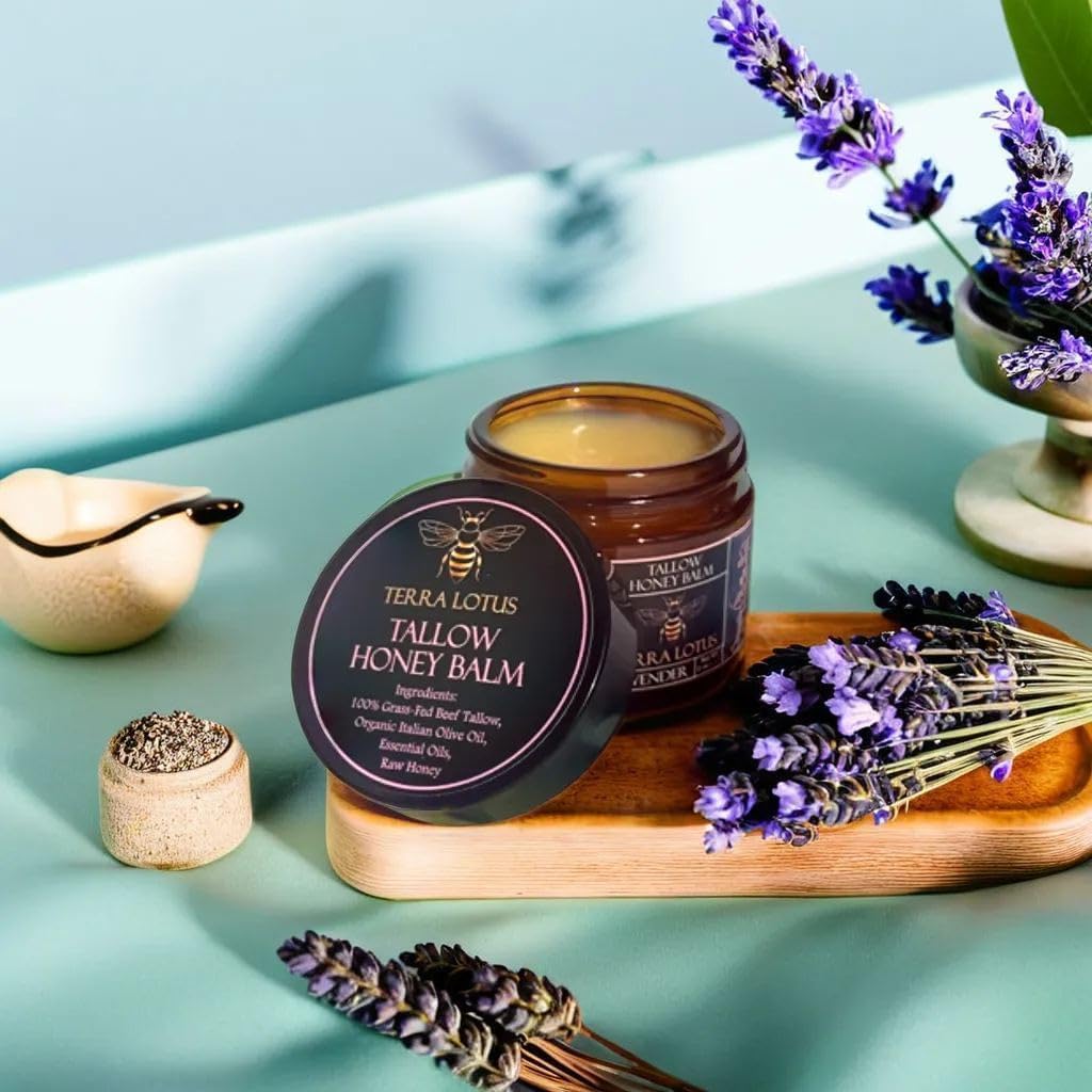 Small-batch Terra Lotus balm applied to hands and feet for balanced hydration.