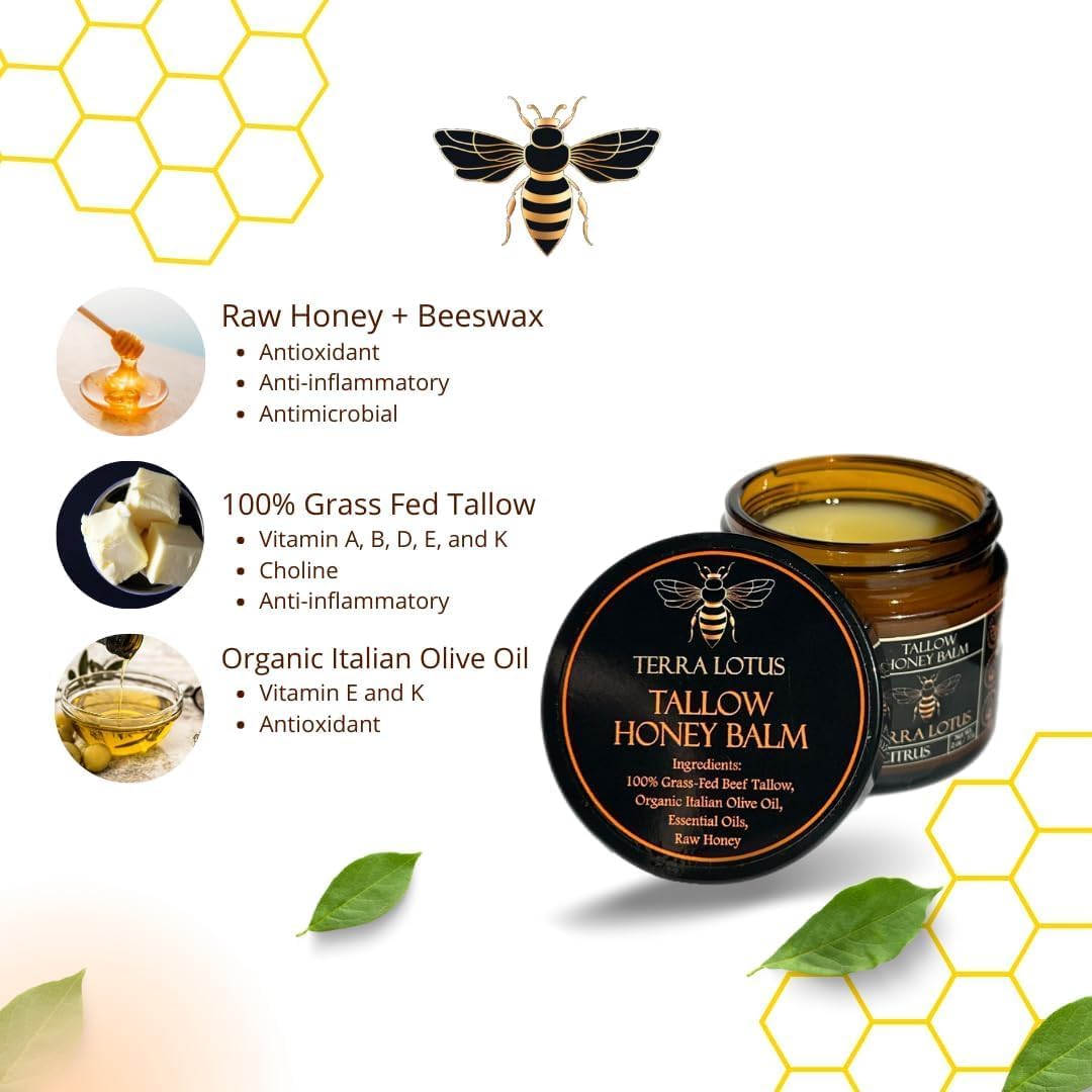 Terra Lotus organic ingredients include grass-fed tallow and raw honey
