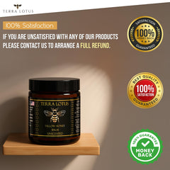 Label highlights Terra Lotus ingredients: grass-fed tallow and raw honey.