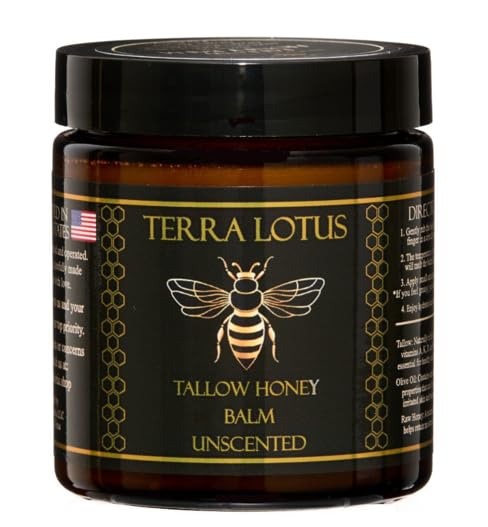 Terra Lotus Honey Tallow Balm jar provides nutrient-rich moisture for all skin types.