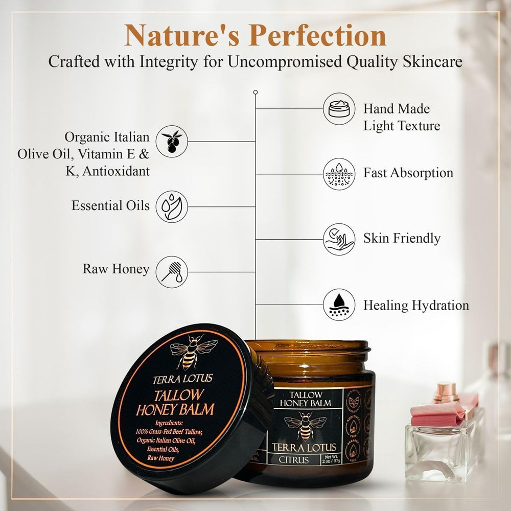 Terra Lotus balm with wooden spoon suggests natural care