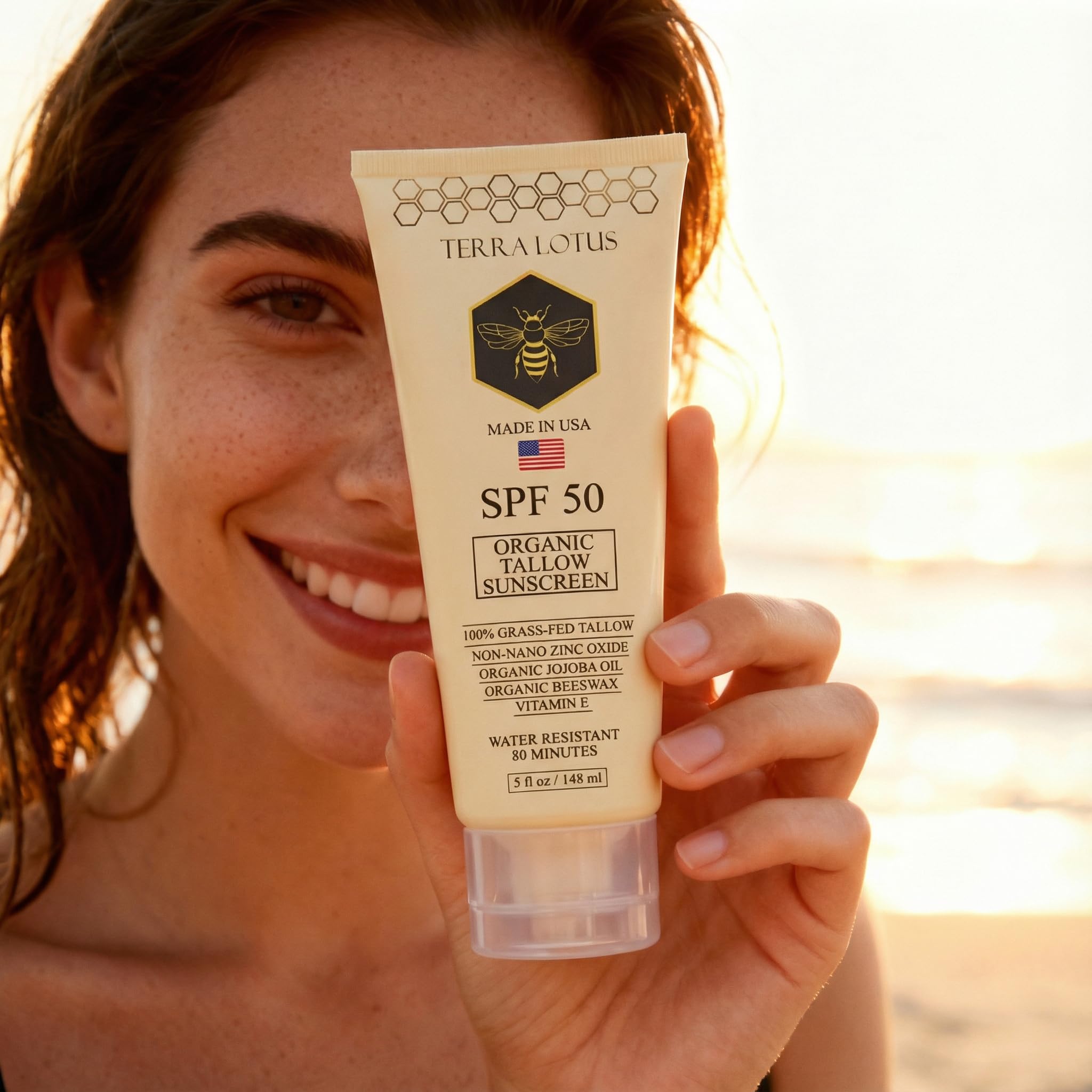 Terra Lotus eco-friendly packaging communicates sustainable sunscreen choice.