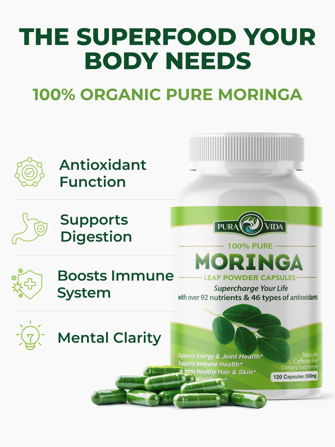 Terra360 Pura Vida Moringa batch organic certificate visible.