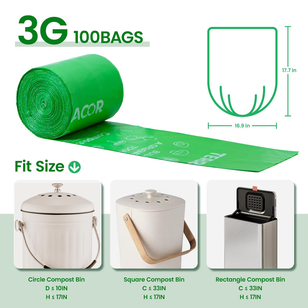 Terracor BPI certified label indicating compostability and standards compliance.