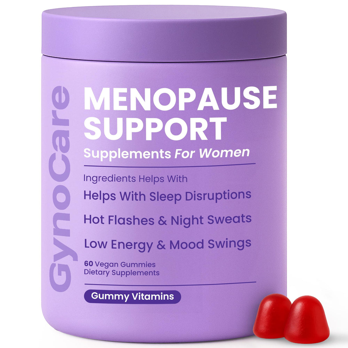 Terramed Just Think Comfort GynoCare gummies bottle for hormone-free menopause support.