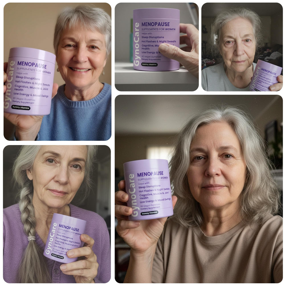Terramed Just Think Comfort GynoCare gummies packaging back lists ingredients and benefits.