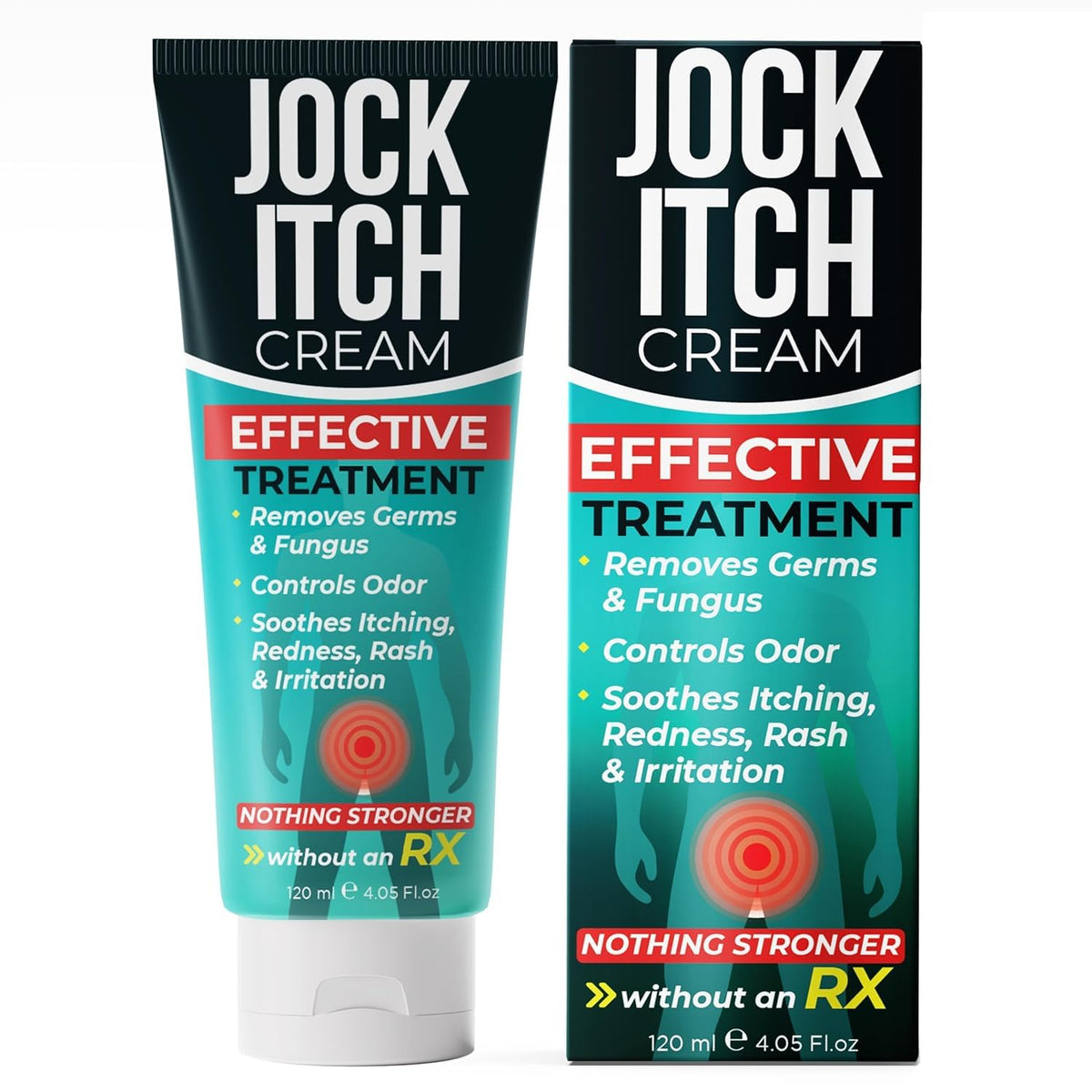 Terramed Just Think Comfort jock itch cream tube provides fast itch relief.