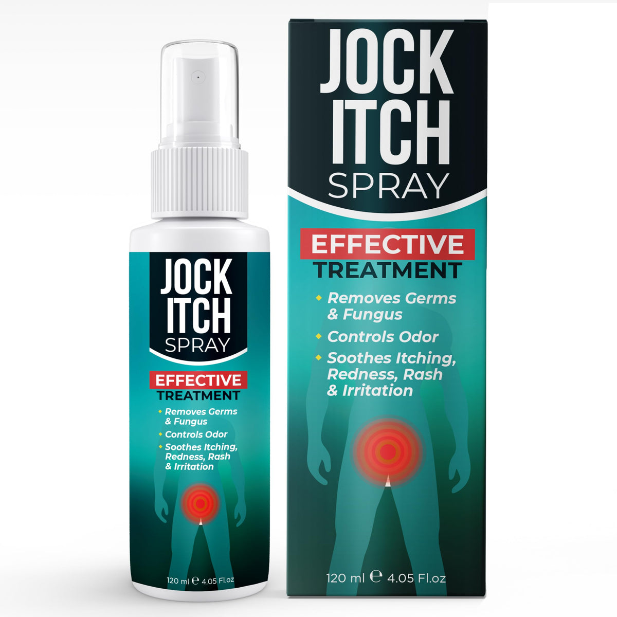 Terramed Just Think Comfort Jock Itch Spray bottle with plant-based formula for skin care