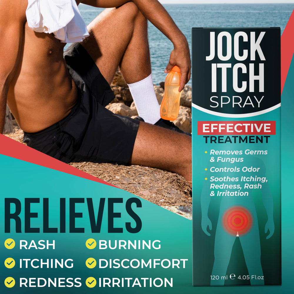 Terramed Just Think Comfort Jock Itch Spray showing residue-free formula