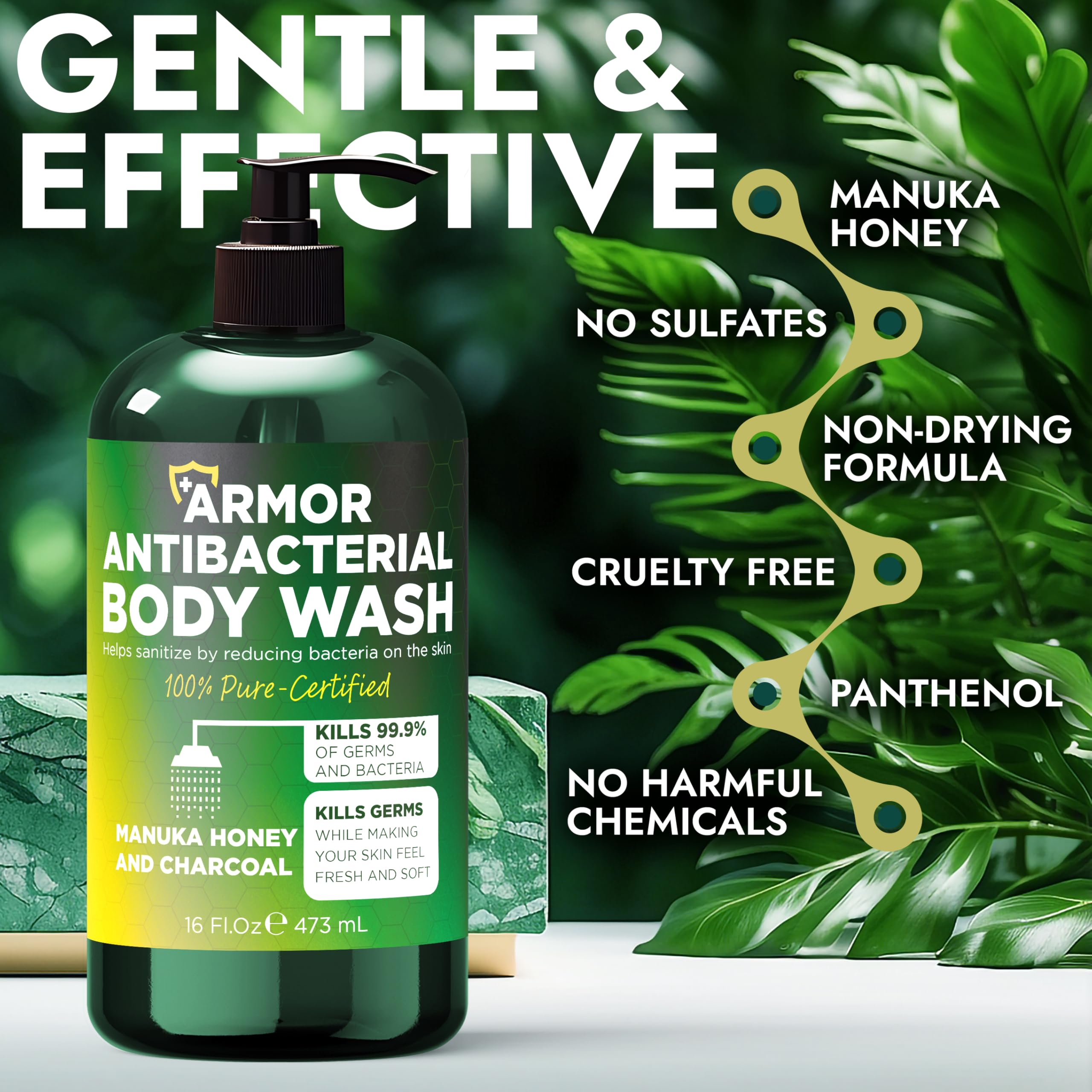 Terramed Just Think Comfort with manuka honey and charcoal ingredients for pore cleansing.