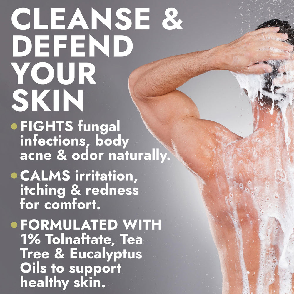Terramed Just Think Comfort ringworm and jock itch focus cleanser for routine care.