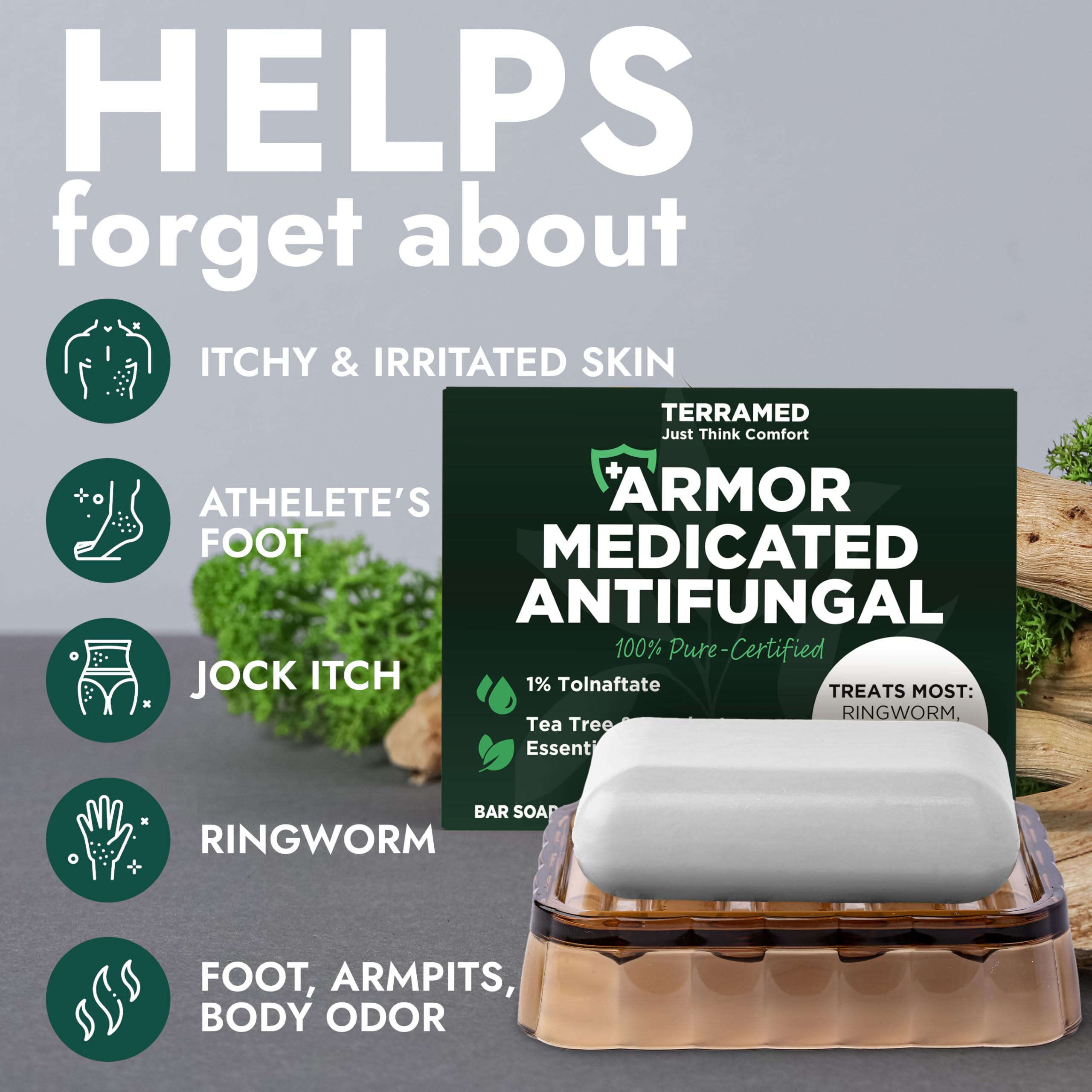 Terramed Just Think Comfort tea tree eucalyptus infusion with refreshing cleansing aroma.