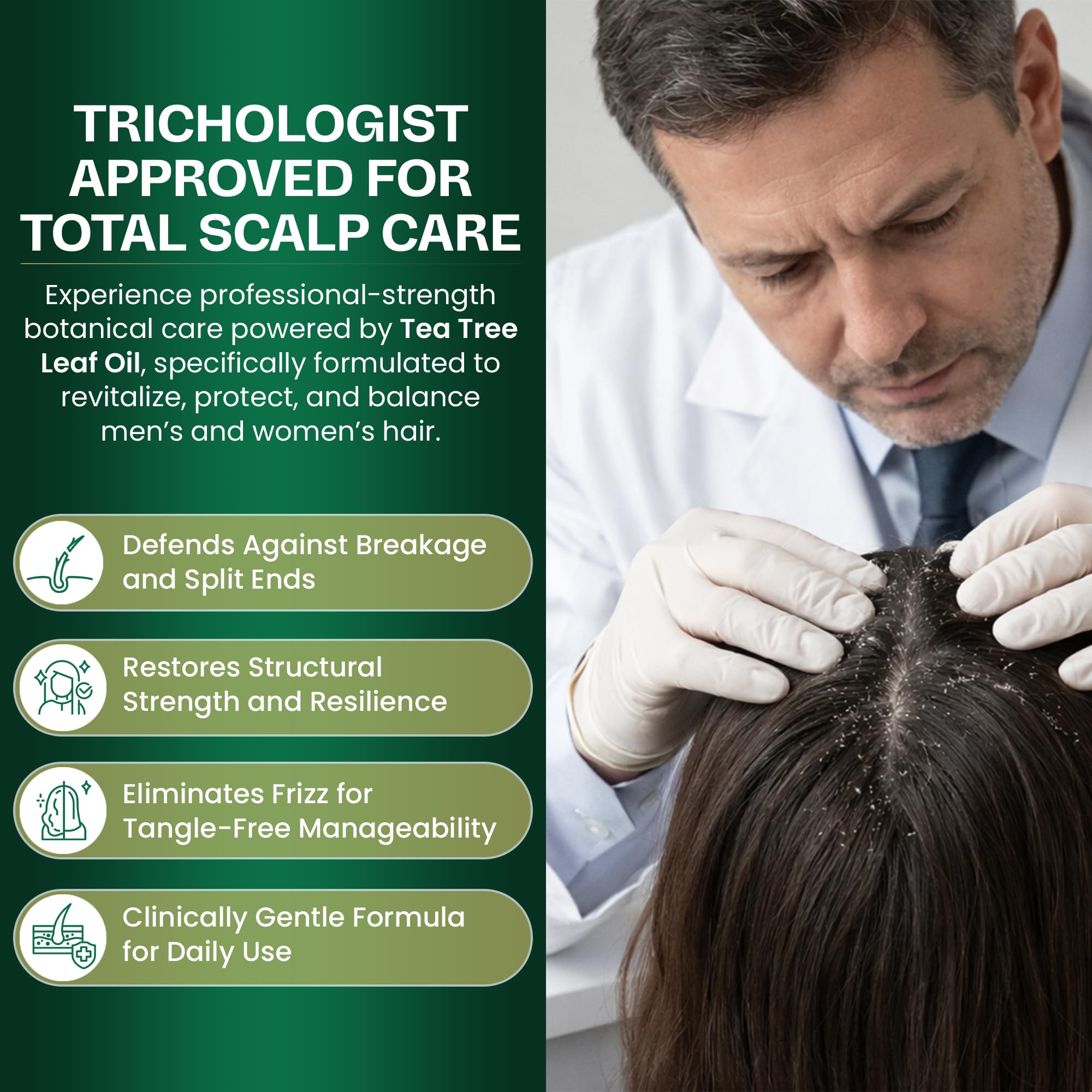 Terramed natural extracts with aloe, jojoba, rosemary, and chamomile for nourished scalp.