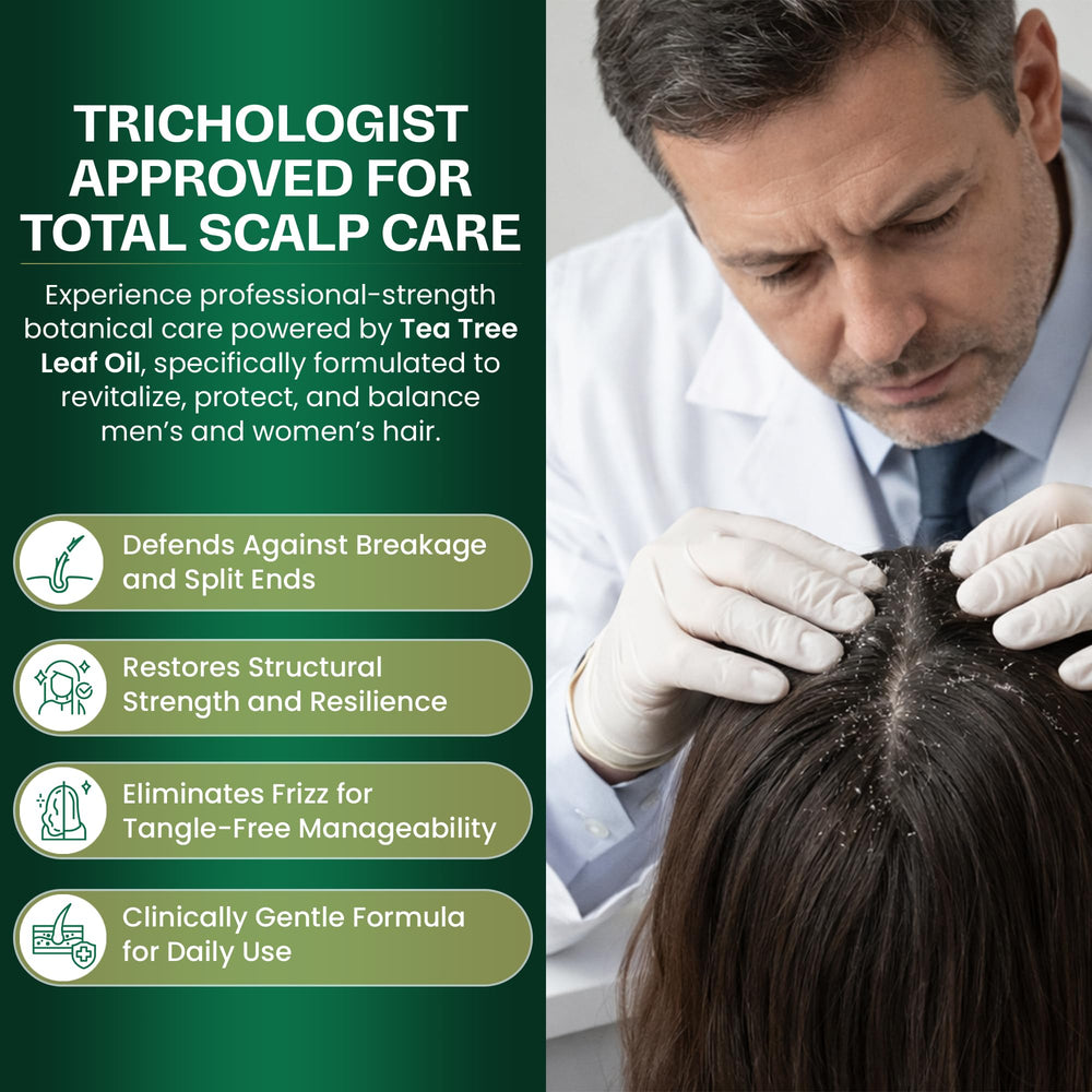 Terramed natural extracts with aloe, jojoba, rosemary, and chamomile for nourished scalp.