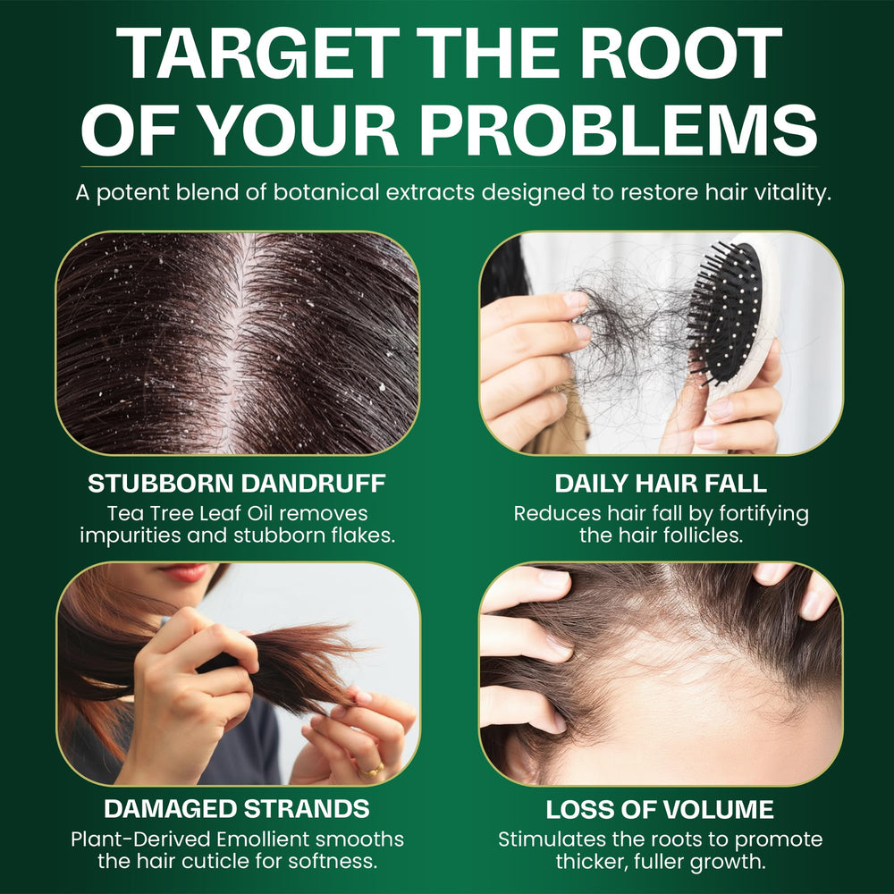 Terramed Tea Tree Oil essence closeup highlighting natural scalp care ingredient.