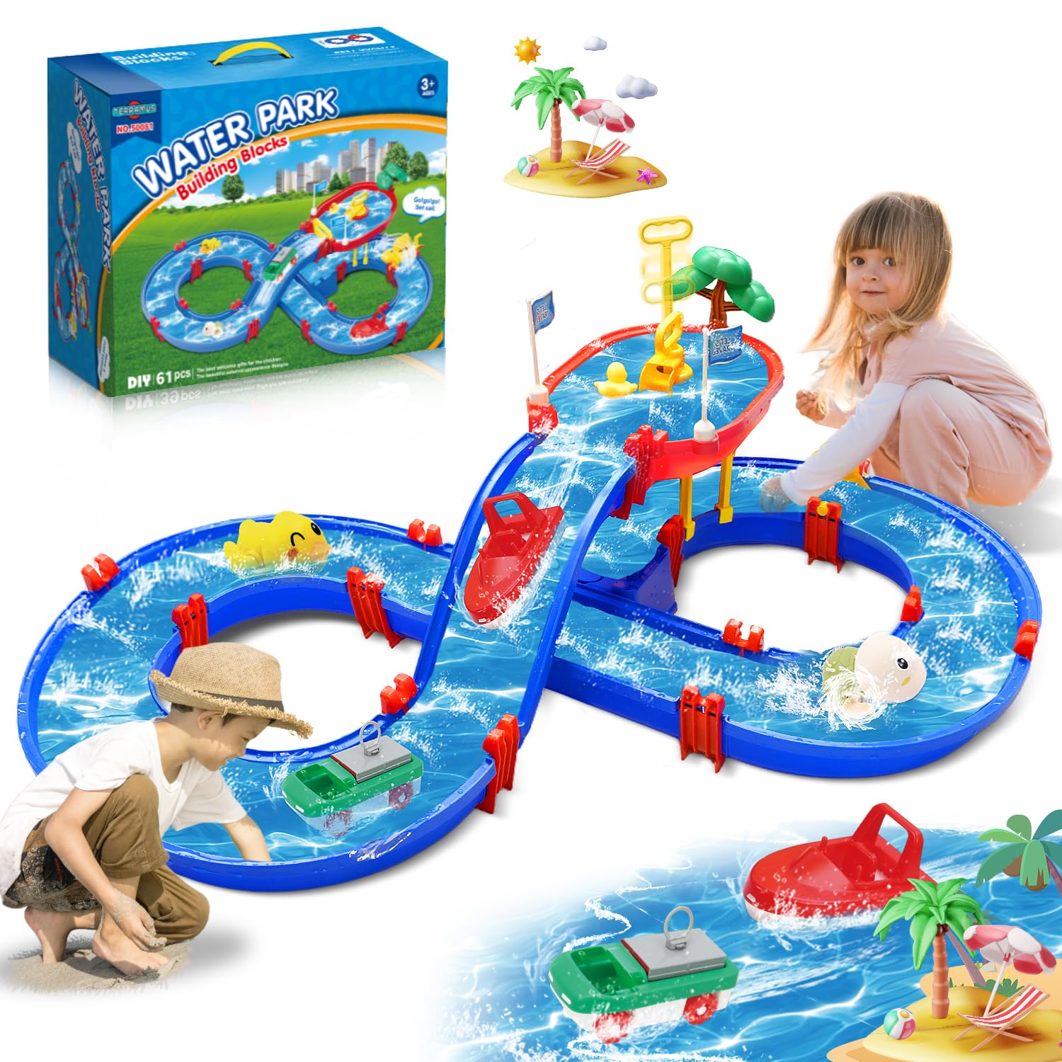 TERRAMUS 2-Tier Water Table pump action for hands-on learning and play
