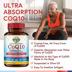 Terranics CoQ10 softgels close-up showing convenient dosing.