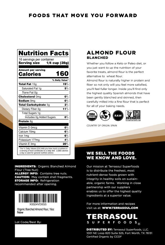 Terrasoul almond flour superfine texture ideal for smooth batters