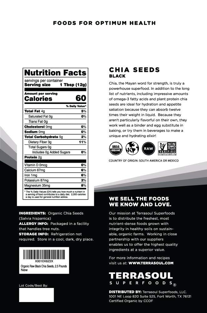 Terrasoul Black Chia Seeds atop yogurt for fiber and texture boost.