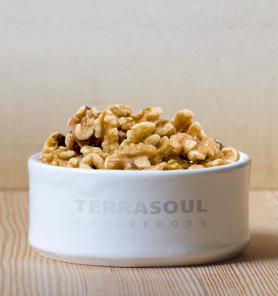 Terrasoul California farm walnuts; harvested fresh for natural flavor.