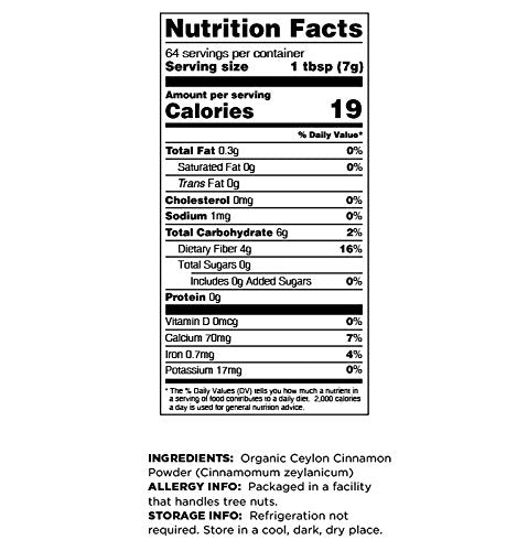 Terrasoul Cinnamon powder in measuring spoon demonstrating raw, gluten-free spice