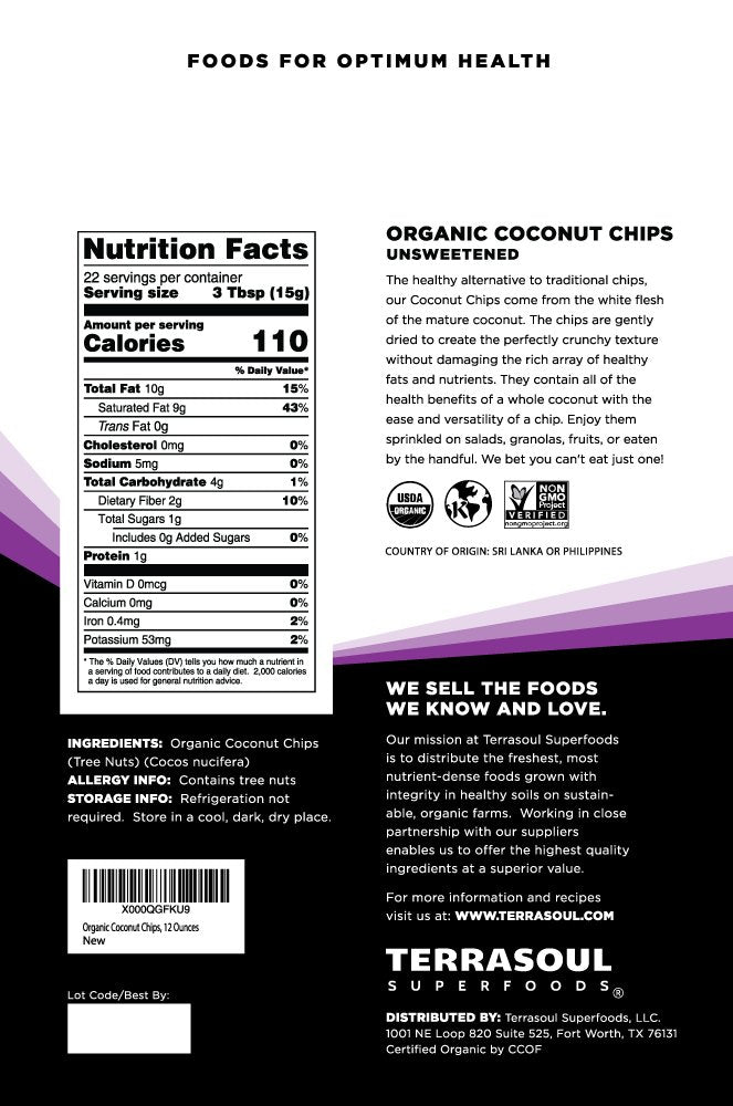 Terrasoul coconut chips raw close-up showing crisp texture and natural aroma