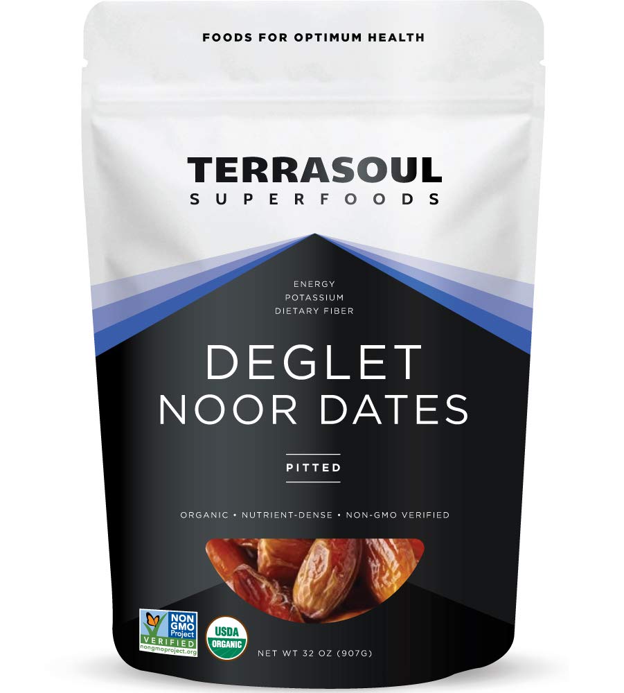 Terrasoul Deglet Noor dates, pitted, 2 lb pack, ready for snacking and natural sweetness.