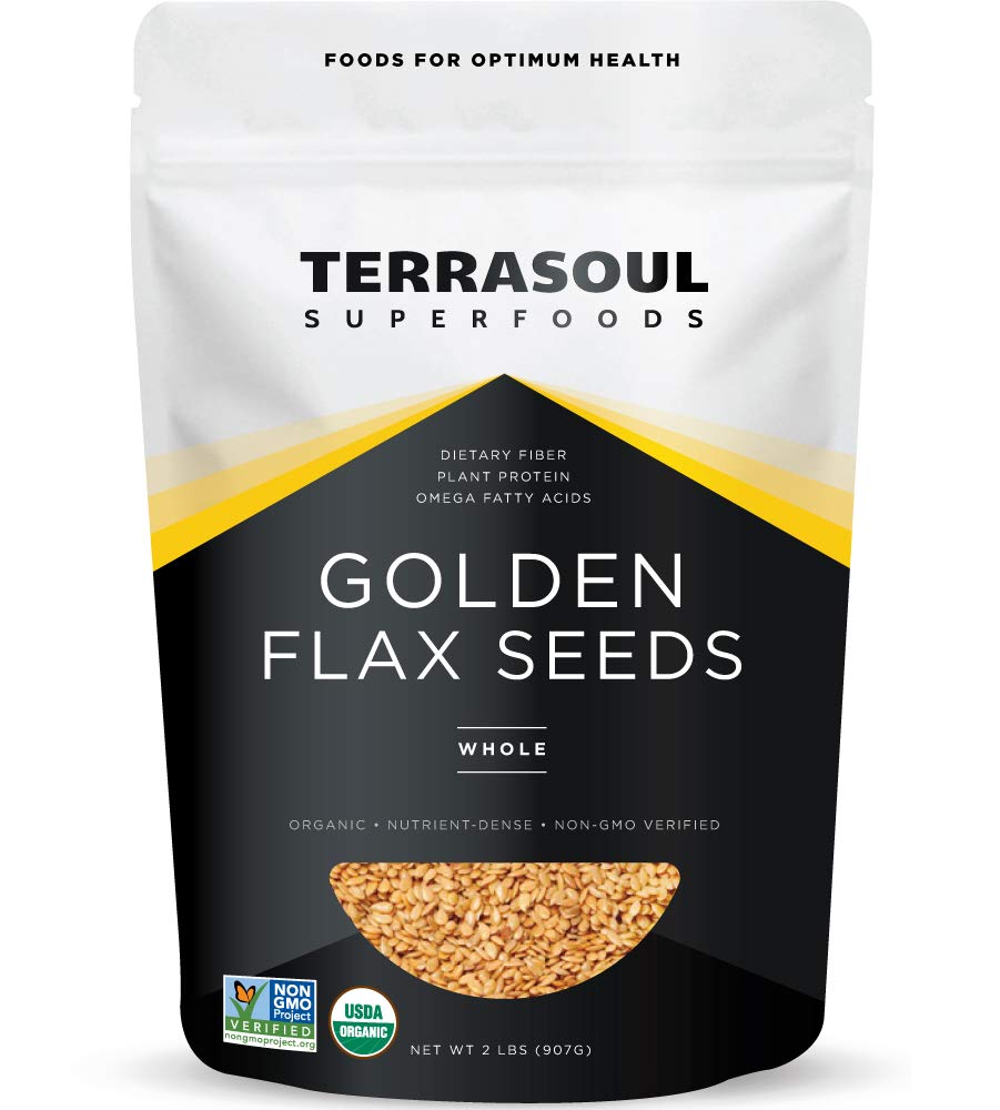 Terrasoul Golden Flax Seeds bag front view, perfect for daily fiber boost