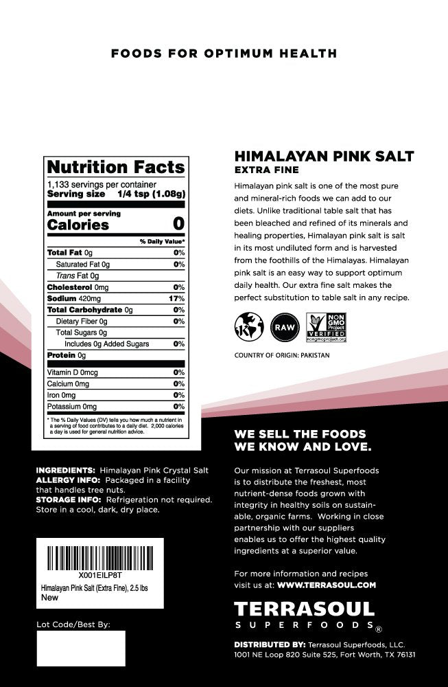 Close-up of Terrasoul Himalayan Pink Salt showing pink crystals and minerals