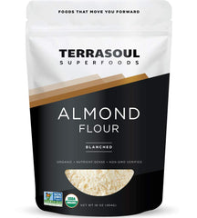 Terrasoul Organic Almond Flour 1lb package showing fine texture for keto baking