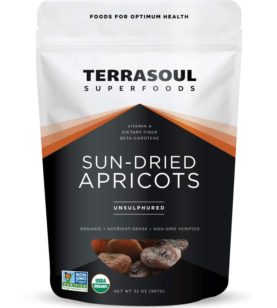 Terrasoul Organic Apricots sun-dried in a bag, ideal for quick, wholesome snacking.