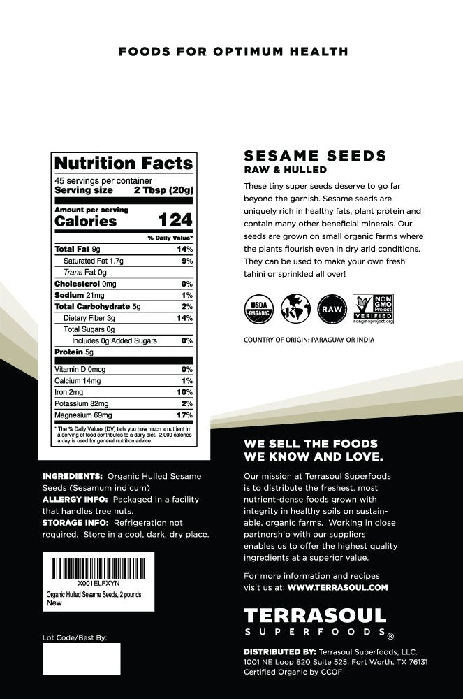 Terrasoul sesame seeds close-up, showcasing rich nutty aroma perfect for tahini.