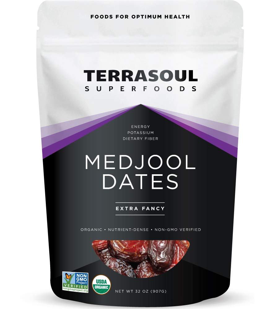 Terrasoul Organic Medjool Dates reveal a soft chewy texture, ideal for quick snacking