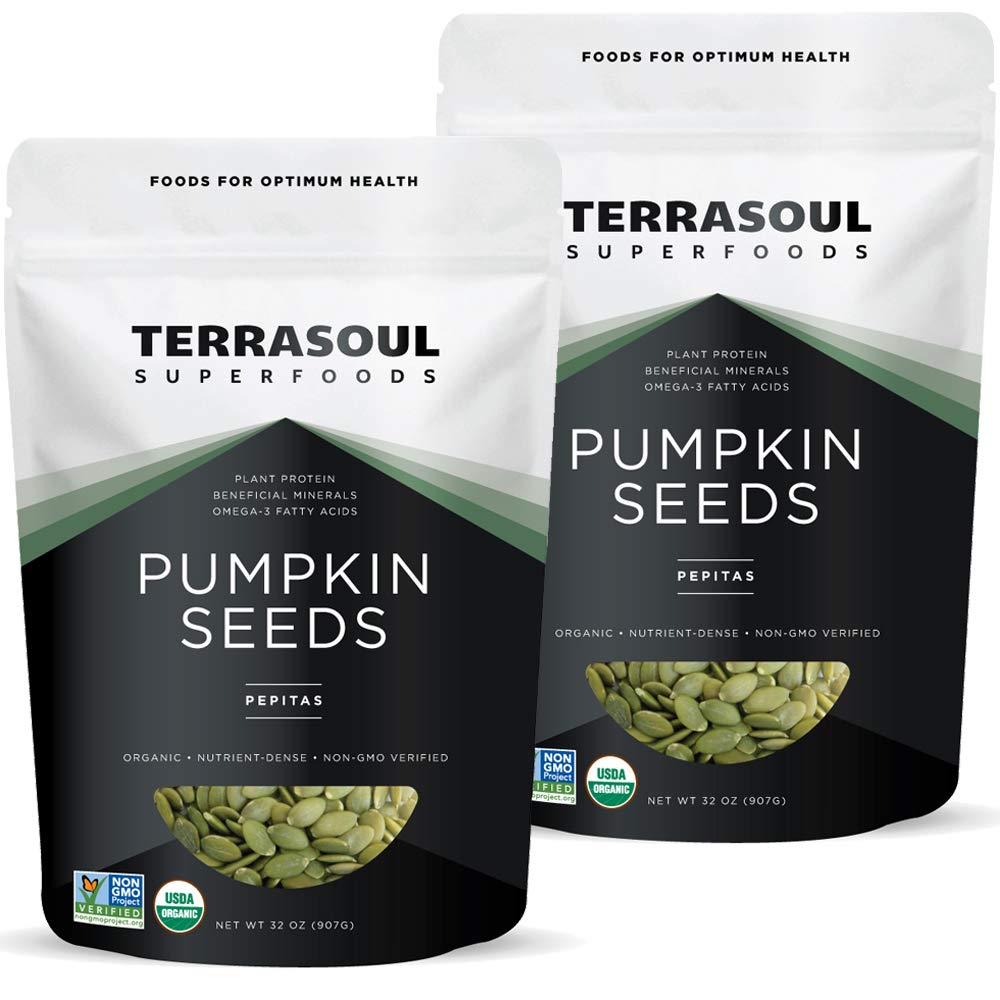 Terrasoul Organic Pumpkin Seeds 4lb package for versatile snacking and baking.