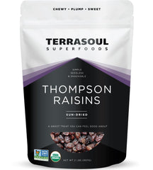 Terrasoul Organic Raisins seedless 2lb pack for a naturally sweet, convenient snack.