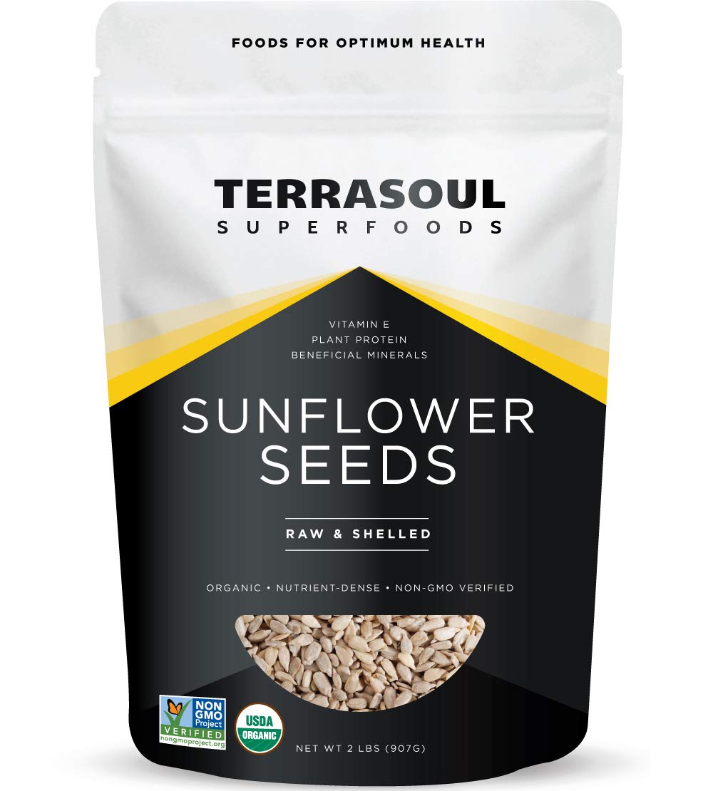 Terrasoul organic hulled sunflower seeds in a 2 lb pack for versatile cooking