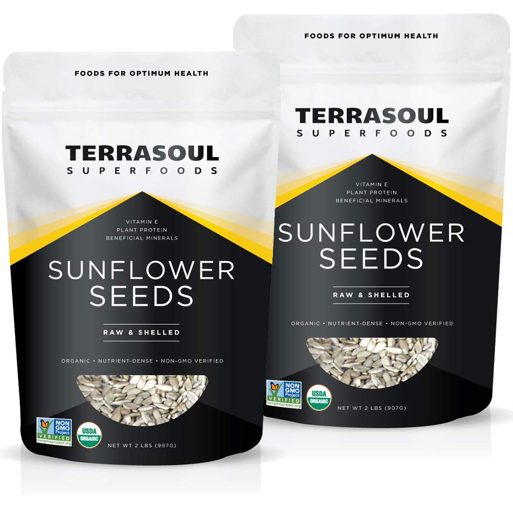 Terrasoul Sunflower Seeds organic hulled 4lb pack, rich in vitamin E for snacks.