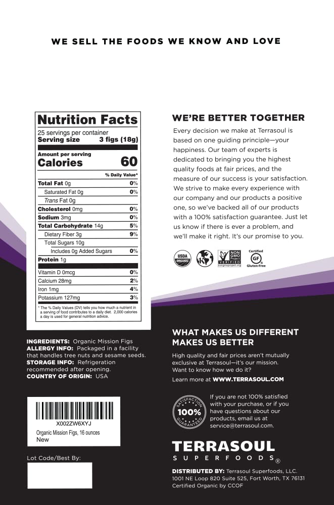 Terrasoul Superfoods Black Mission figs sun-ripened for rich flavor and versatile cooking.