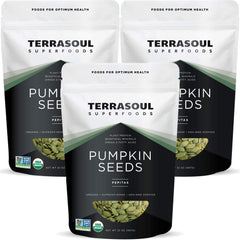 Terrasoul Superfoods organic pumpkin seeds close-up highlighting raw quality