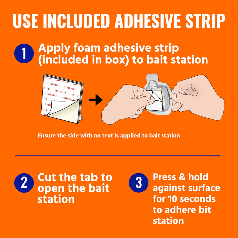 Adhesive strip on wall for discreet TERRO placement.