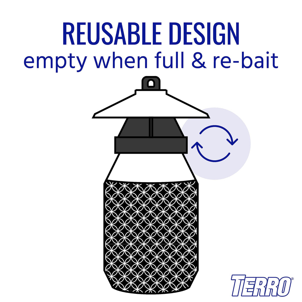 TERRO Fly Magnet Trap bait included for quick setup outdoors