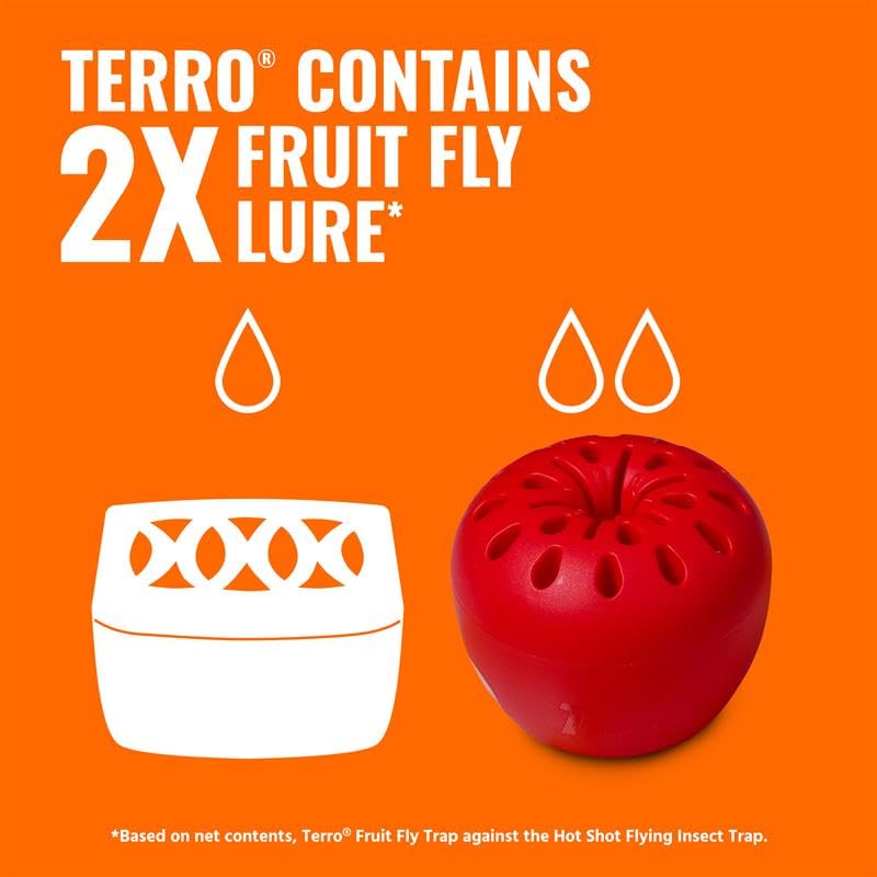Terro fruit fly trap includes 270-day lure supply.