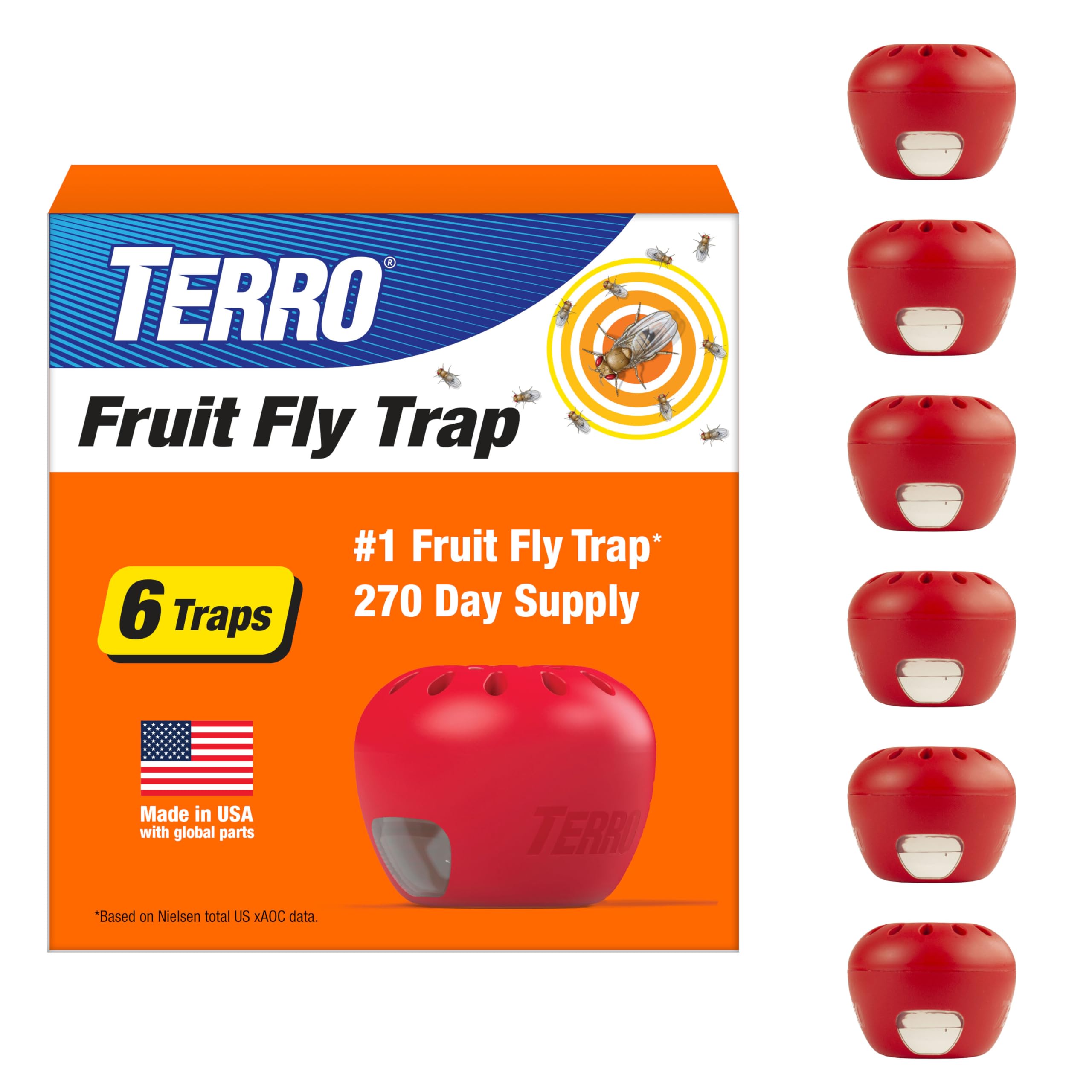 Terro fruit fly trap indoors with apple shape for discreet pest control.