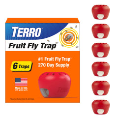 Terro fruit fly trap indoors with apple shape for discreet pest control.