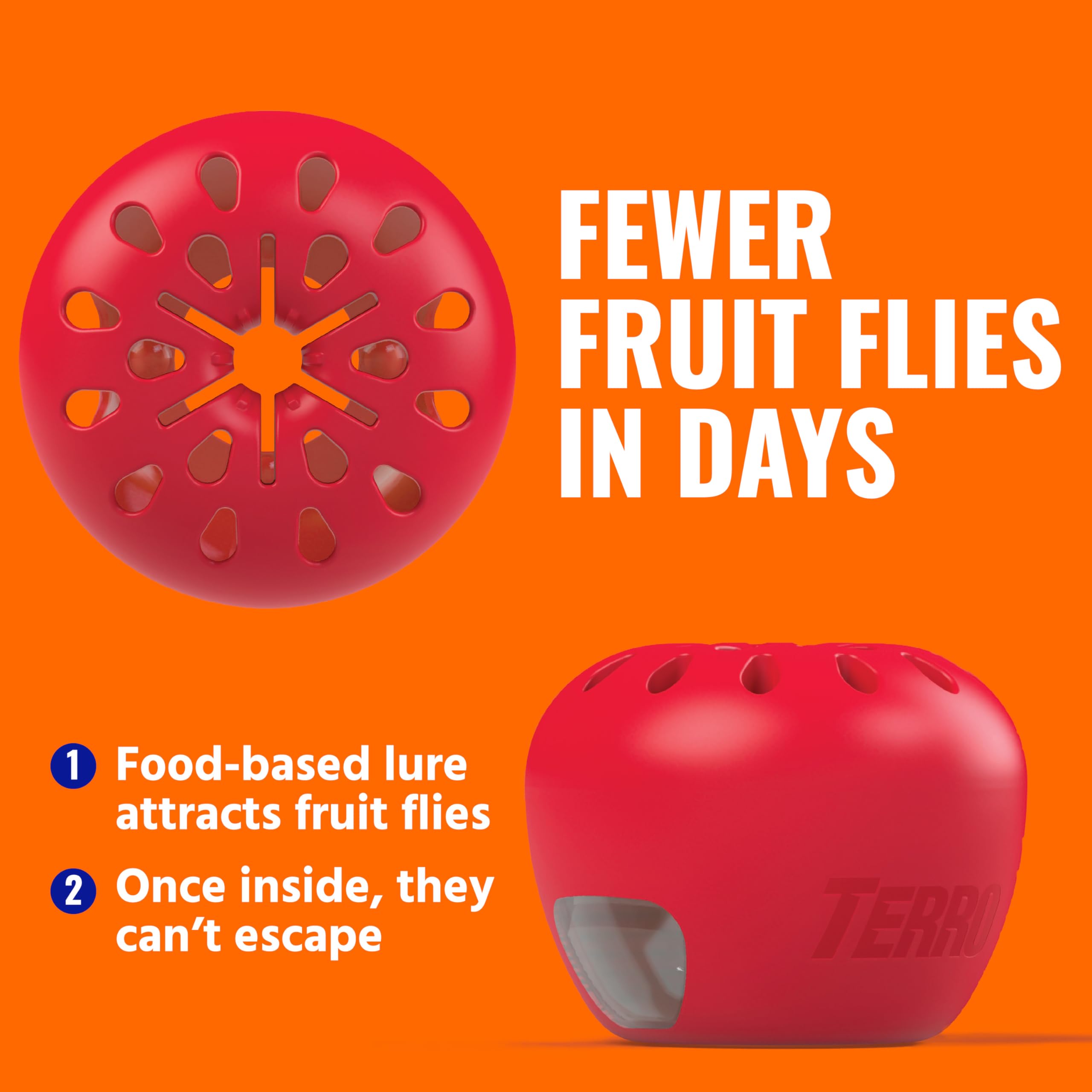 Discreet apple-shaped Terro trap blends with kitchen fruit